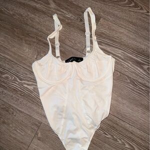 Lioness White Corset Bodysuit with Adjustable Straps